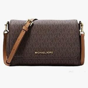 Michael Kors Dark Brown and Tan Crossbody Bag w/ Free MK Box